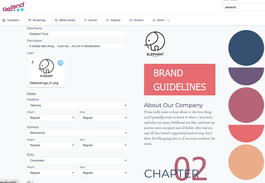 aesend brand style editor